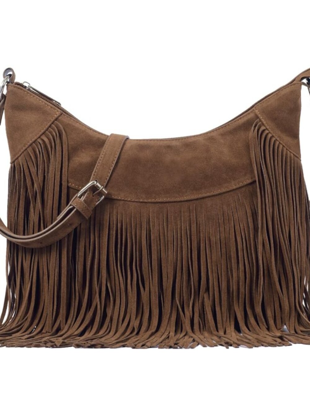 Women Fringe Hobo Bag Western Purse Shoulder Bag Vegan Suede Tassel Hippie Cross - Picture 1 of 6